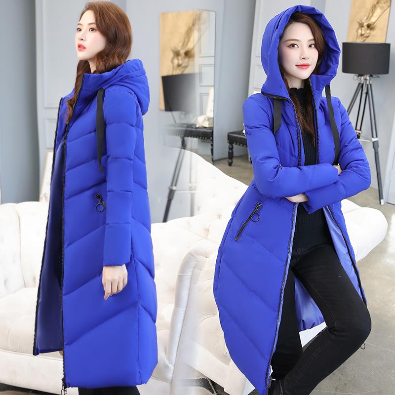 Women Winter Long Jacket Hooded Thickening Coats Warm Down Jackets Solid Color Cotton Jacket Casual Padded Coat Outerwear Parka Female Winter Clothes
