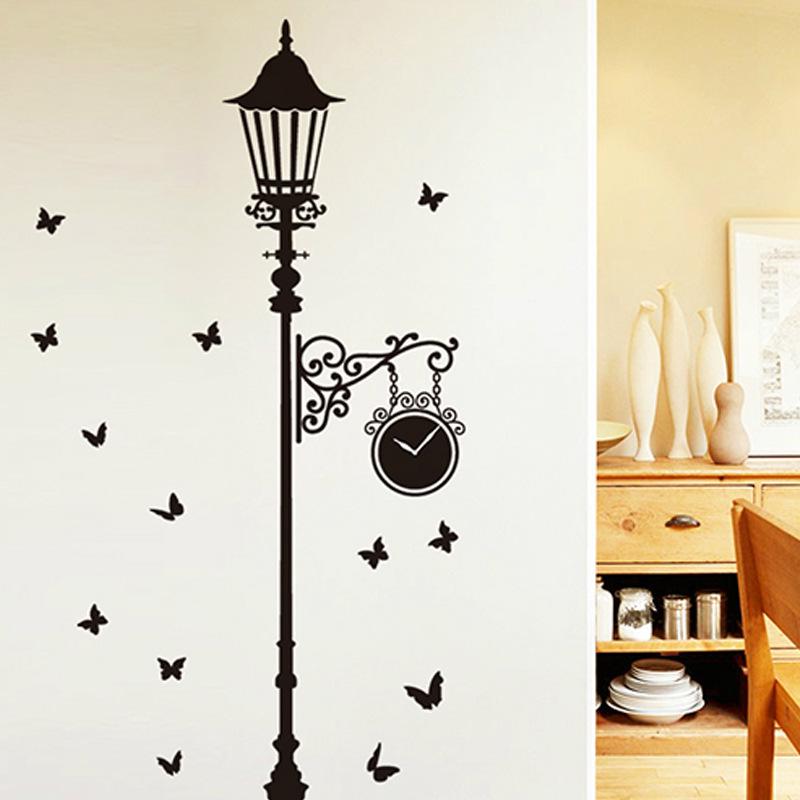 cartoon romantic room decoration removable TV background wall romantic street light stickers