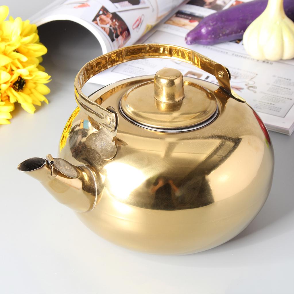 Stainless Steel Tea Pot Gold Tea Kettle With Tea Strainer Outdoor Camping Tea Set Flower Tea Set Puer Kettle Kitchen Water Pot