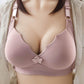 Ladies Large Size Push Up Adjustable Soft Thin Mould Cup Bra Breathable Comfortable Back Button Ruffle Design Bra Bra