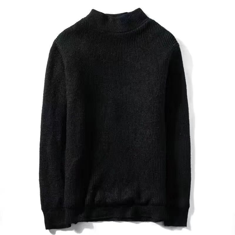 Autumn and Winter Men's Sweaters Round Neck Warm Knit Sweater Men's Half Turtleneck Sweater