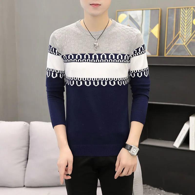 Men's Round Neck Sweater Comfortable Loose Winter Knitwear Warm Top