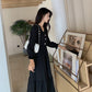 Hepburn Style French White Skirt Long-sleeved Dress Female Waist Was Thin and Temperament Mid-length Fairy Skirt
