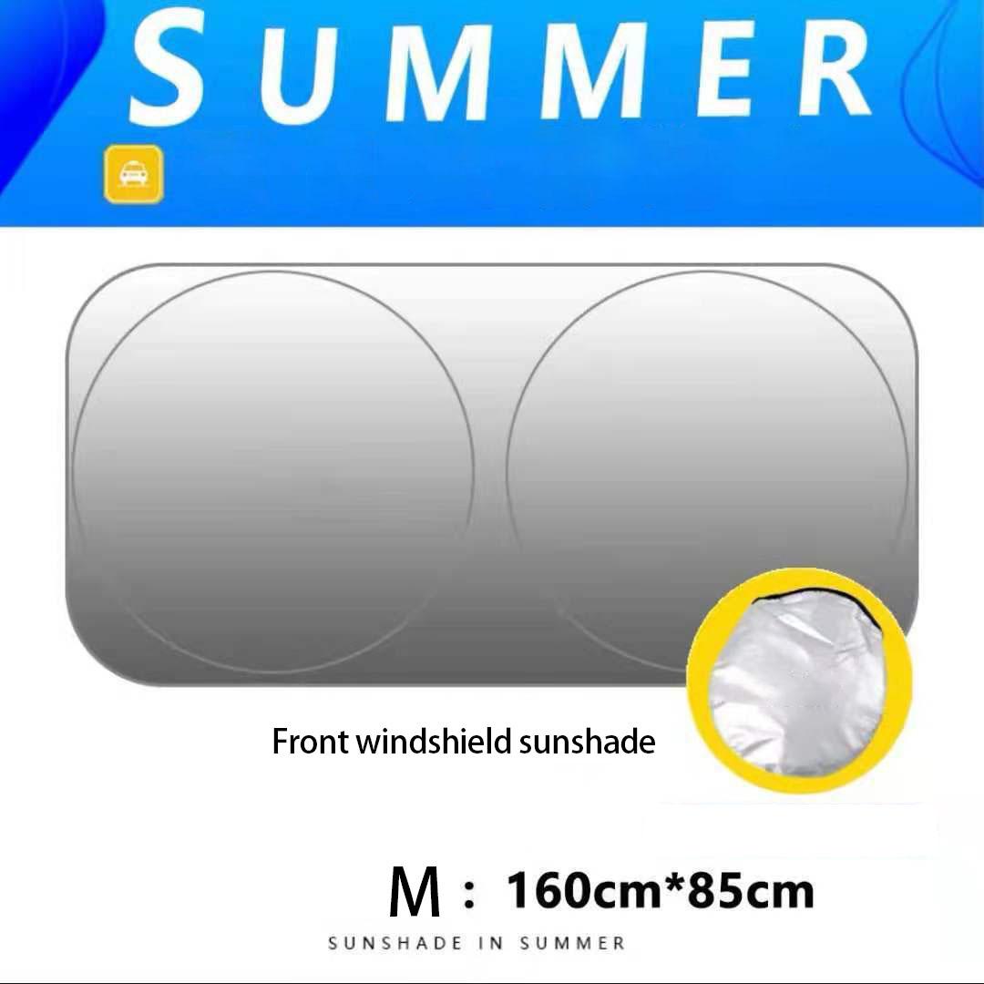 Car Sun Visor Double Ring Folding Storage Silver-plated Cloth Sunshade Block Light Black Bottom Heat Insulation Summer Car Interior Cooling Supplies