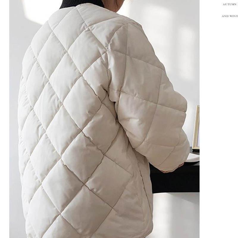 Cotton Coat Thick Round Neck Bread Coat Diamond Loose Down Jacket Women