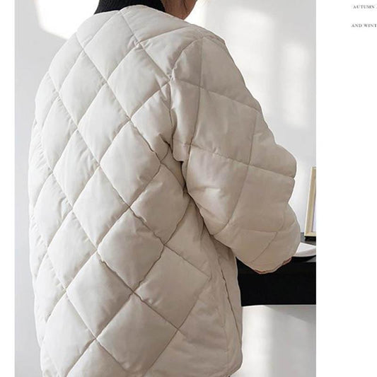 Cotton Coat Thick Round Neck Bread Coat Diamond Loose Down Jacket Women
