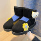 Color-blocking Snow Boots Women's Autumn and Winter Plus Velvet Cotton Shoes Thick-soled Waterproof Non-slip Short Boots