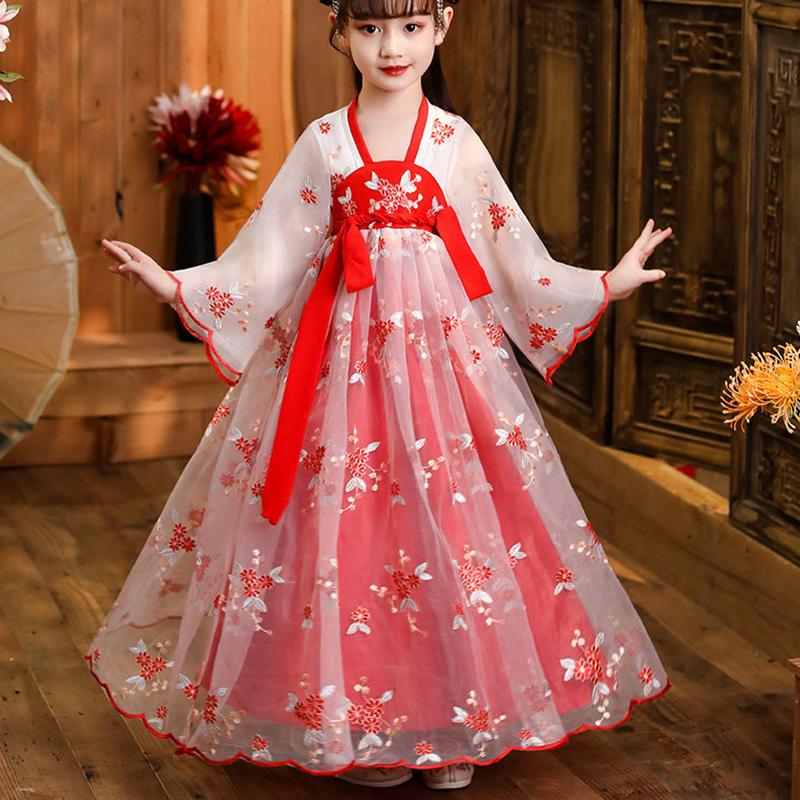 Girls' Hanfu Underwear Chinese Style Tang Costume Children's Ancient Costume Super Fairy Dress Cherry Blossom Princess Dress Spring Summer Costumes