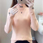 Pofulove Women Letter embroidered turtleneck sweater winter warm pullover knit bottoming jumper
