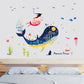 Abstract whale cartoon wall stickers animal removable self-adhesive wallpaper