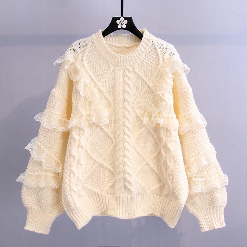 Thick Sweater Women Knitted Ribbed Pullover Long Sleeve Casual O Neck Jumpers Clothing Autumn Winter