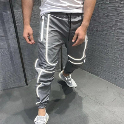 Sports Pants Men's Spring and Autumn Loose and Quick-drying Casual Trousers Luminous Striped Sweatpants Running Fitness Pants Tide