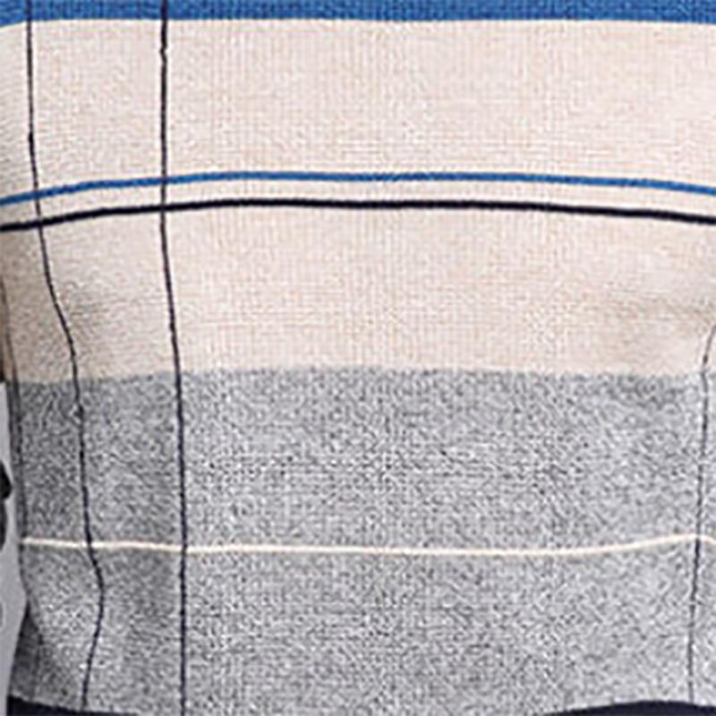 Genuine Men's Sweatshirts Long-sleeved Knit Sweater Plus Velvet Thick Sweater Youth Autumn and Winter Round Neck Stripes