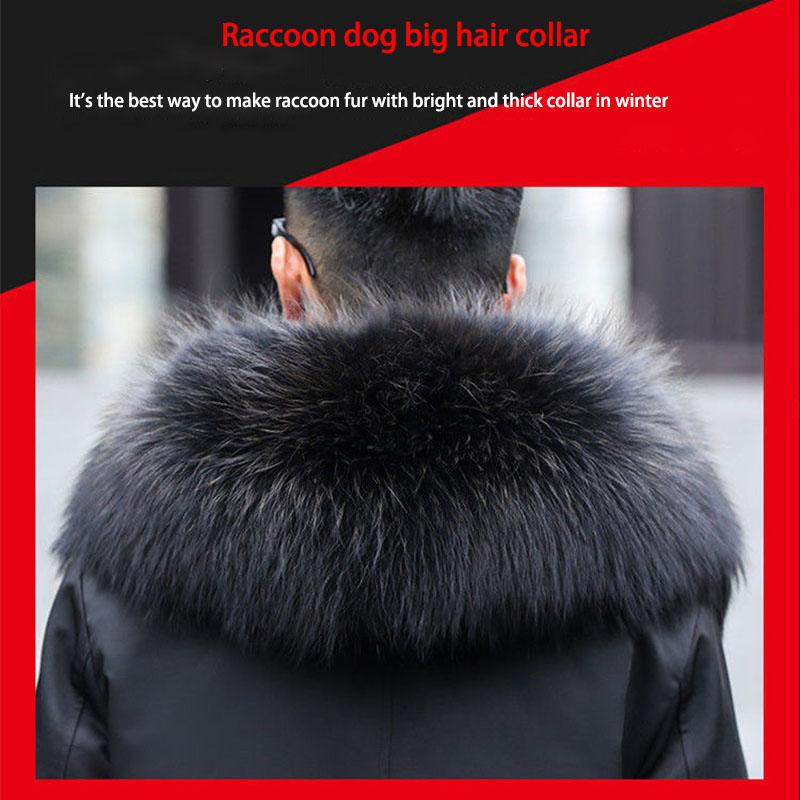 Male Haining Fashion Imitation Raccoon Fur Parker Clothing Mid-length Detachable Liner Fur Coat
