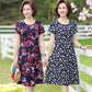 Floral Holiday Style Middle-aged and Elderly Plus Size Women's Dress Short-sleeved Mother Dress Long Skirt Slim Skirt