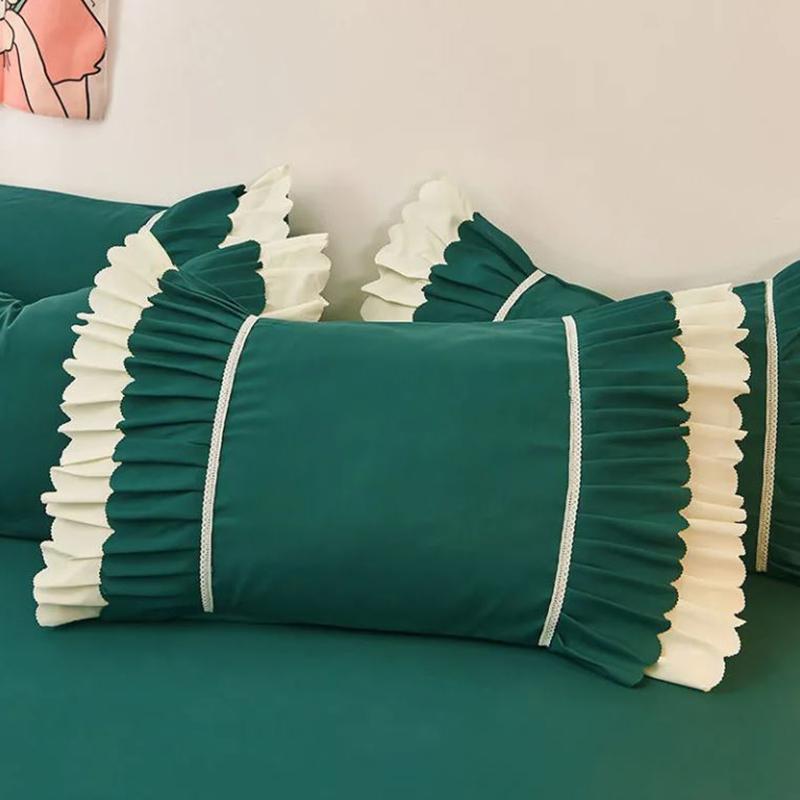 Two Solid Color Lace Pillowcases Skin-friendly Sanding Pillowcase Single and Double Children Pillowcase Inner Liner Cover