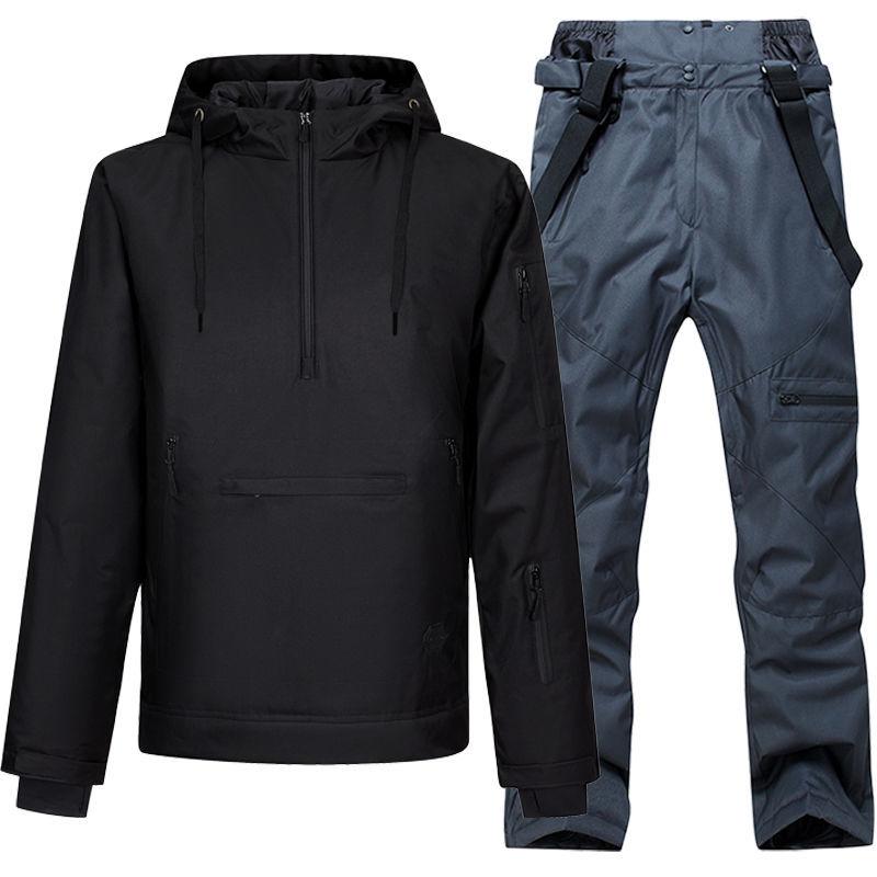 Winter Windproof and Waterproof Ski Suit Suit Unisex Veneer Waterproof and Cotton Wear-resistant Couple Ski Hoodie Suit
