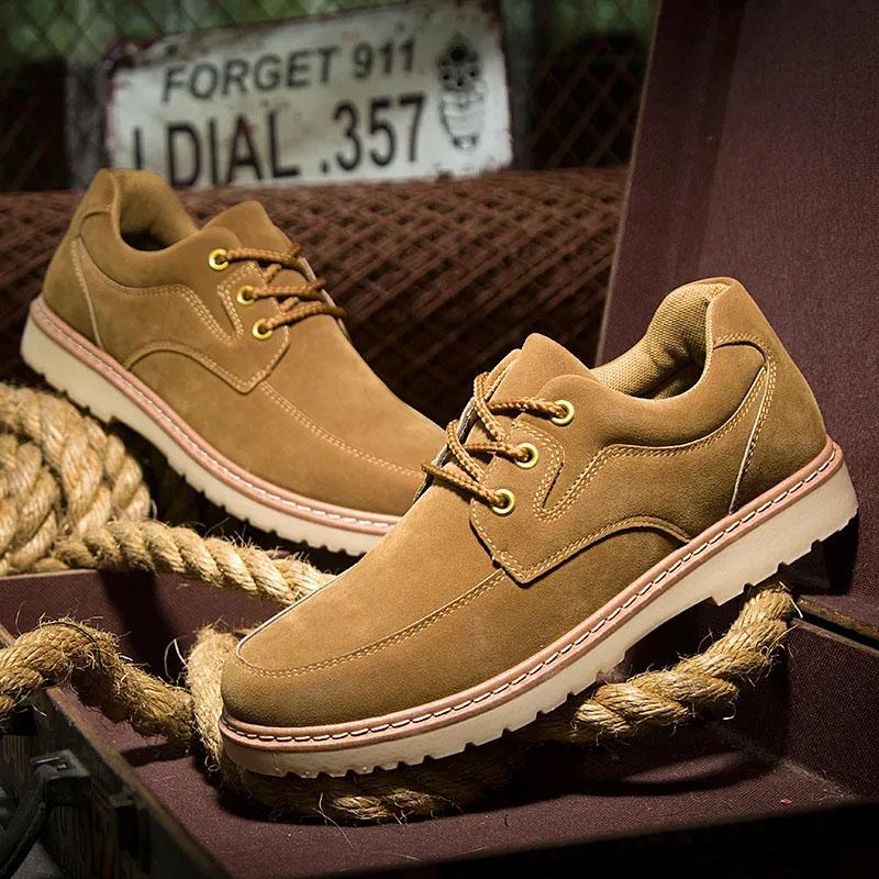 Spring and Autumn Men's Low Top British Shoes Logging Shoes Casual Sneakers Outdoor Workwear Shoes All-match Leather Shoes Men's Shoes