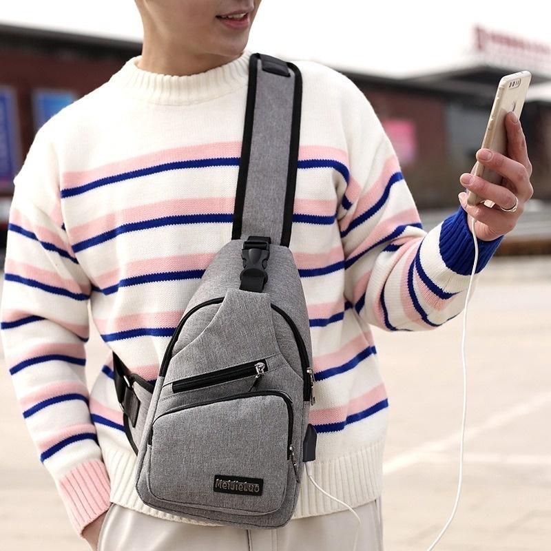 Large Capacity Bag Casual Outdoor Travel USB Charging Port Sling Bag Chest Bag for Men Crossbody Bag