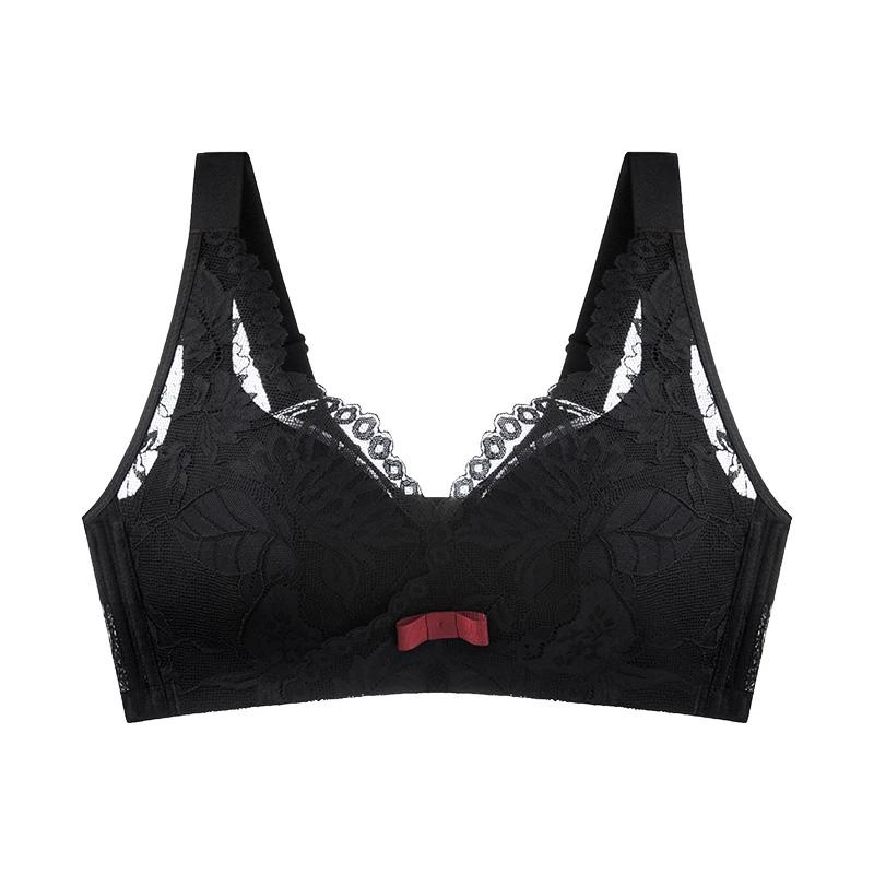 B C D Women's 3D Mask Cup Underwear No Rims Comfortable Full Cup for Big Breasts Female Sexy Lace Mesh Adjustable Brassiere Soft Thin Pad Top Bra