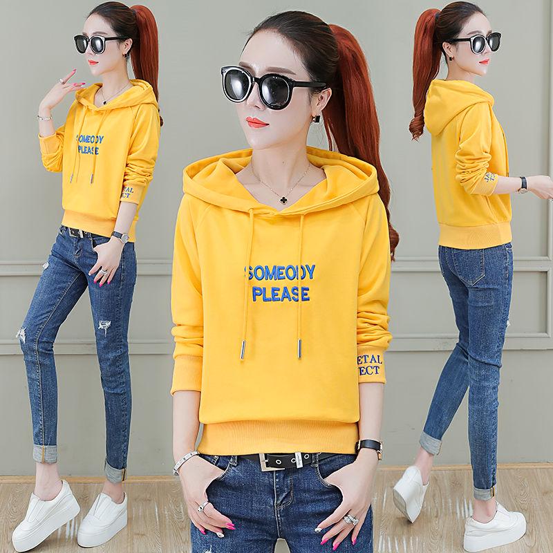 Hooded Short Cotton Sweater Spring and Autumn Pullover Loose Coat Fashionable Casual Blouse