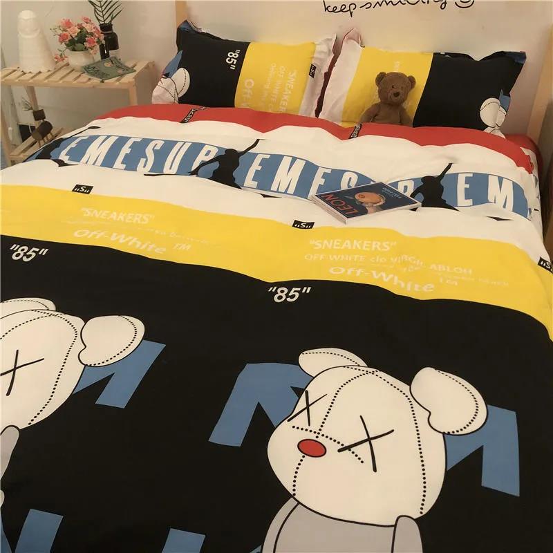 Modern Minimalist Cotton Striped Bed Sheet Quilt Cover Single Double Bed Bedding Four-piece Set