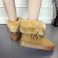 Fringed Snow Boots Thick-soled Ladies Short Boots Winter Waterproof Non-slip Cotton Shoes Wild Plush Boots