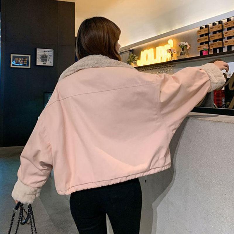 Women's Short Jacket Winter Thicken Square Collar Cotton Padded Coat Plus Fleece Parka Ladies Oversized Coat
