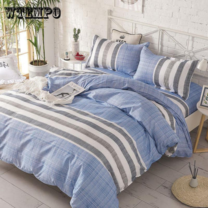 Summer Bedding Set Striped Bed Linens Flat Sheet Bedclothes Home Textile Duvet Cover