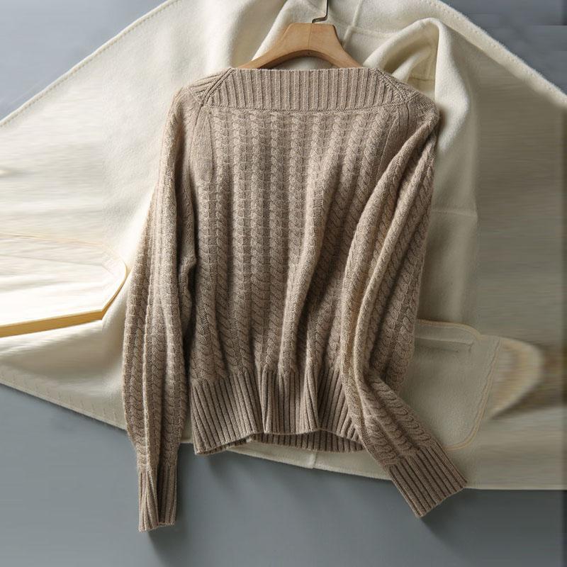 Sweater Women's Knitwear Pullover V Neck Jacquard Korean Loose Top Trending Sweater Autumn and Winter Fluffy Top