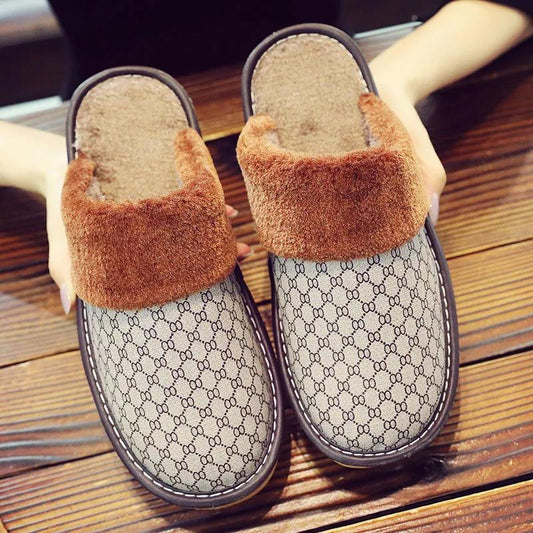Slippers Women Indoor House Plush Soft Cute Cotton Slippers Shoes Non-slip Floor Home Slippers Bedroom Autumn Solid Color