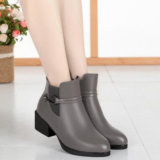 Winter Warm and Velvet Cotton Boots Middle-aged and Elderly Women's Boots Flat Non-slip Large Size Short Boots