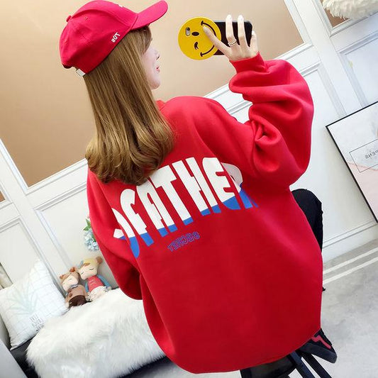 Hood Top Autumn Winter Sweatshirt Cotton Women's Sweatshirt Wild Large Size Long Sleeve Warm