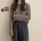 Autumn  Winter  Knitted Pullover Round Neck Versatile Thick Warm Woolen Sweater Bottoming Shirt  Vertical Stripes Loose