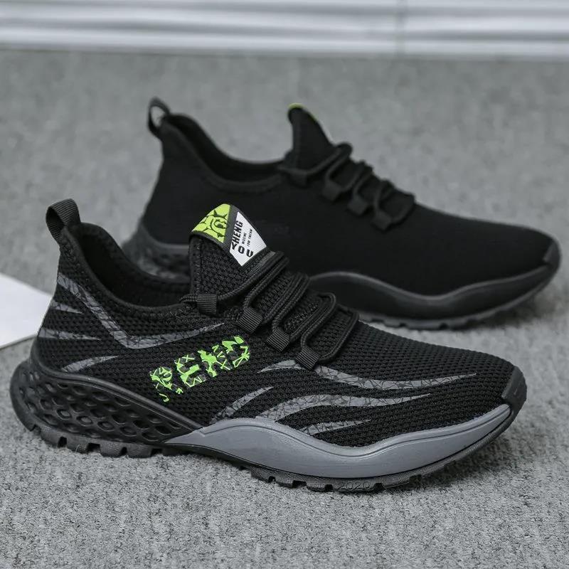 Casual Height Increasing Shoes Breathable Men's Shoes Flying Woven Sneakers Running Shoes