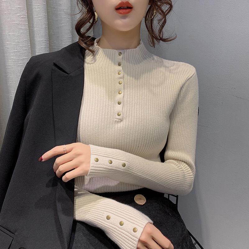 Half-high Neck Bottoming Sweater Women Fall/winter Long-sleeved Stretch Slim-fit Inner Base Sweater Women's Top Sweater