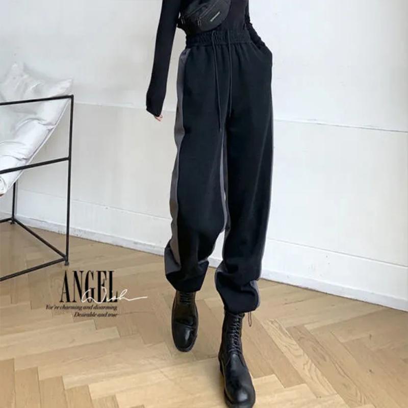 Women's Trousers Spring and Autumn Korean Version Loose Large Size Thin High Waist Stitching Casual Trousers Drapey Mopping Straight Leggings