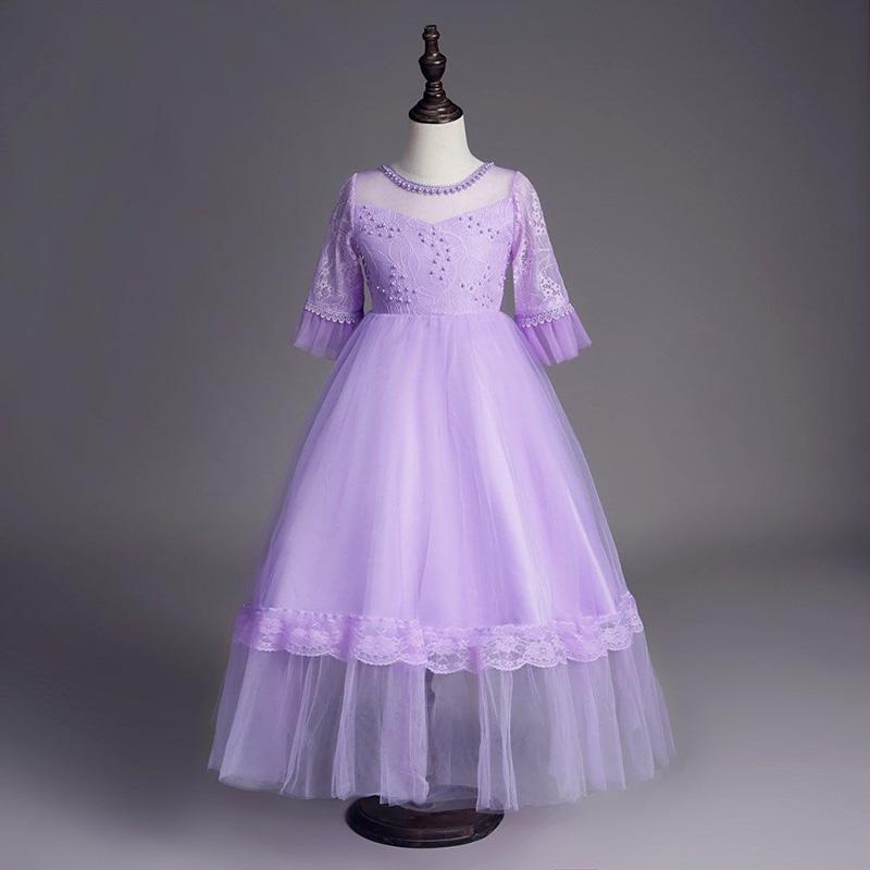 Children's Dresses Children's Princess Dresses Sleeves Girls Birthday Party Dresses Long Puff Skirts