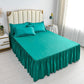 Non-slip Bedspread Korean Version of Solid Color Bed Sheet Lace Bed Skirt Three-piece Bedding Unilateral