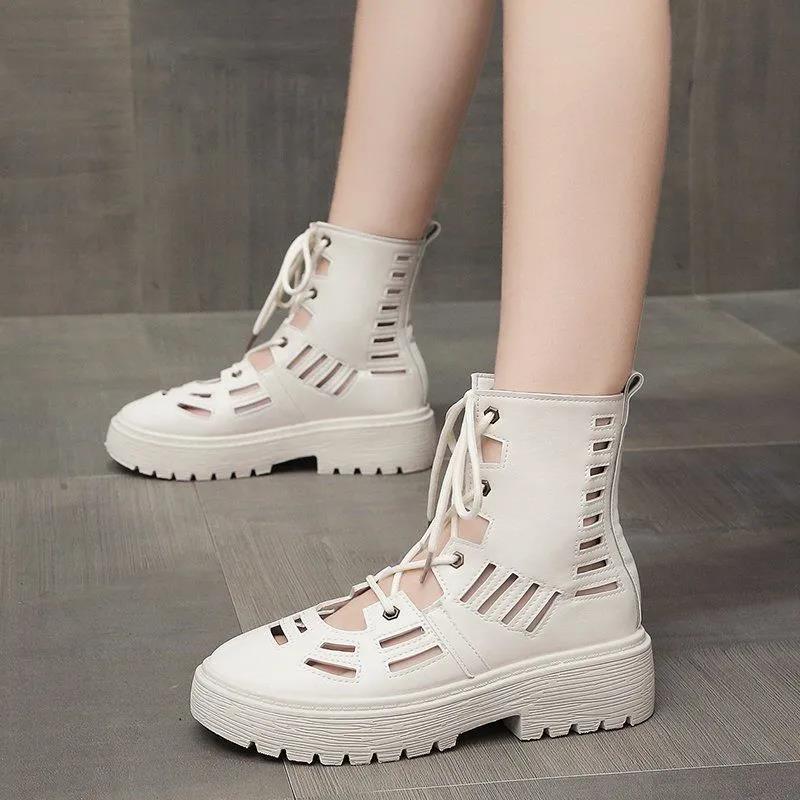 Women's British Wind Boots Platform Hollow Martin Boots Spring Sandals