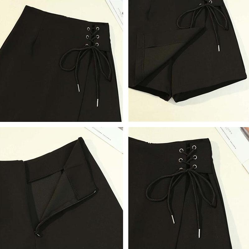 Women Skirts Large Size Casual A-line Mini Skirt Female Summer Solid Color Slim Lace-up Skirt High Waist Irregular Skirt