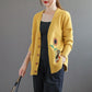 Spring and Autumn Literature and Art V-neck Jacket Jacquard Knit Cardigan Top Loose Single-breasted Women's Sweater