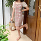 Cheongsam Modified Slim Dress Simple and Elegant Plate Button Split Lattice Bubble Sleeve Dress