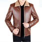 Slim Men's Leather Jacket Autumn Winter Fashion Trend Plus Velvet Thick Lamb Wool Jacket