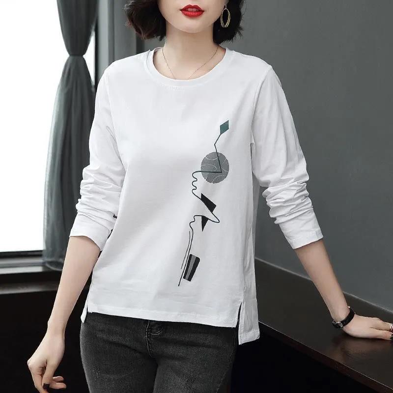 Cotton Spring and Autumn Long Sleeve T-shirt Women Loose Large Size Women's Bottoming Shirt Top Clothes