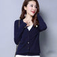 Autumn and Winter Wool Coat Cardigan V-neck Short Top Slim Knit Young Women's Sweater
