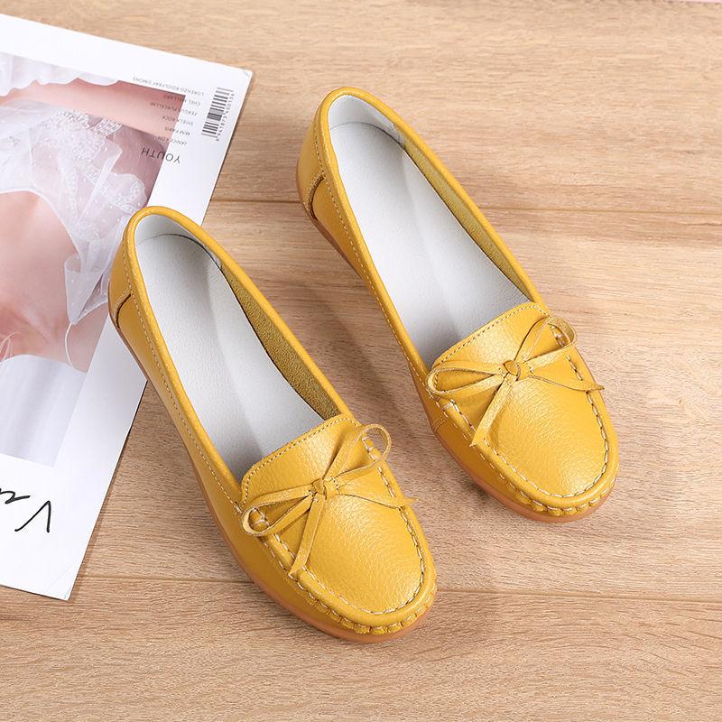 Women's Leather Shoes Single Shoes Tendon Sole Comfortable Work Shoes Non-slip Shoes Flat Casual Shoes Soft and Comfortable
