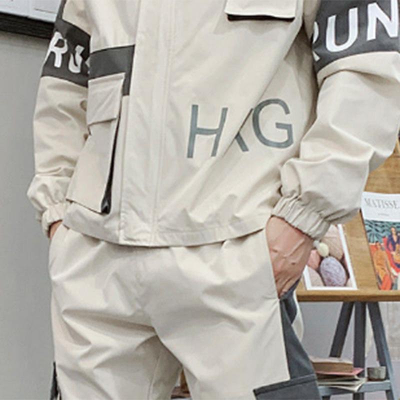Jacket Men's Spring and Summer Sports Suit Men's Wear with A Set of Handsome Hip-hop Top Clothes Trendy Ruffian Handsome Work Jacket