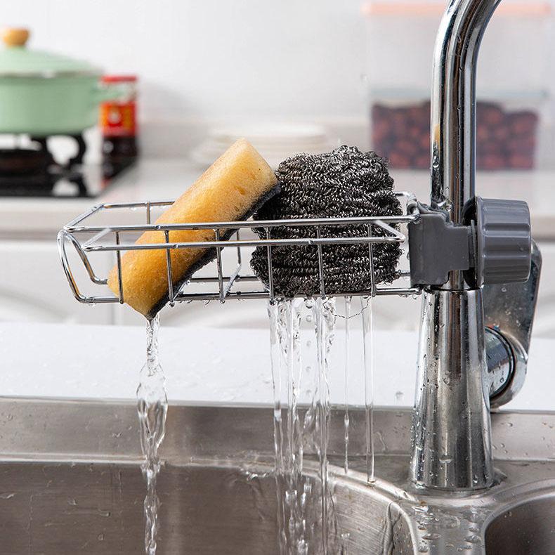 Faucet Rack Stainless Steel Kitchen Sink Storage Rack Retractable Rotatable Drain Rack Washbasin Sink Rag Basket