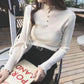 Pofulove Women's Beaded Bottoming Shirtfungus Half Turtleneck Sweater  Pullover Sweater Women's Slim